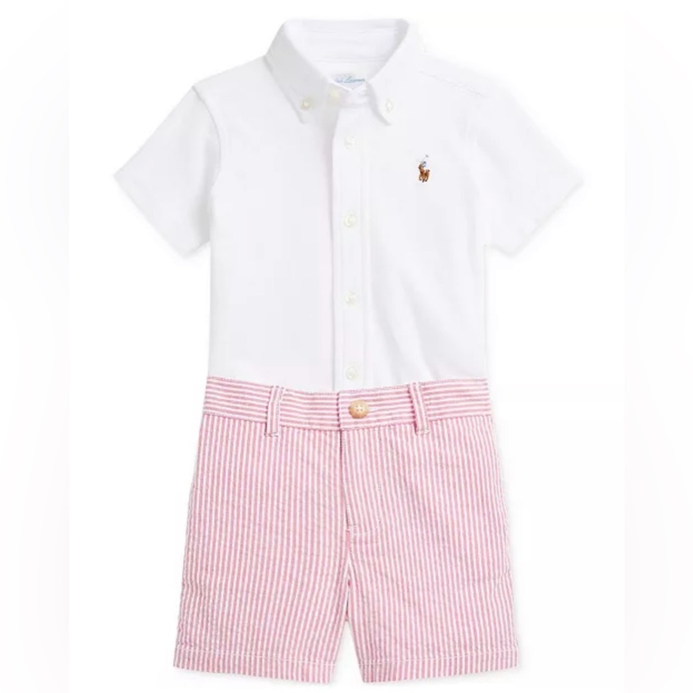 Ralph Lauren Knit Oxford Shirt & Seersucker Short set 9M